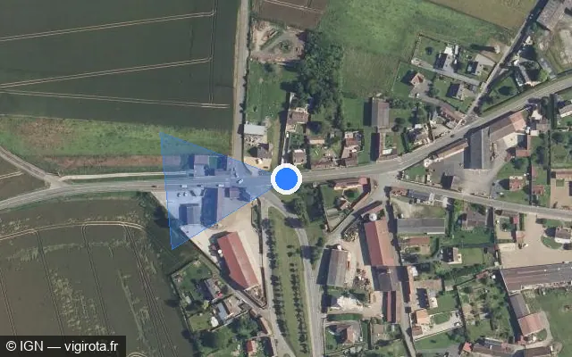 Vue satellite de l'emplacement du radar tourelle à Fouquerolles