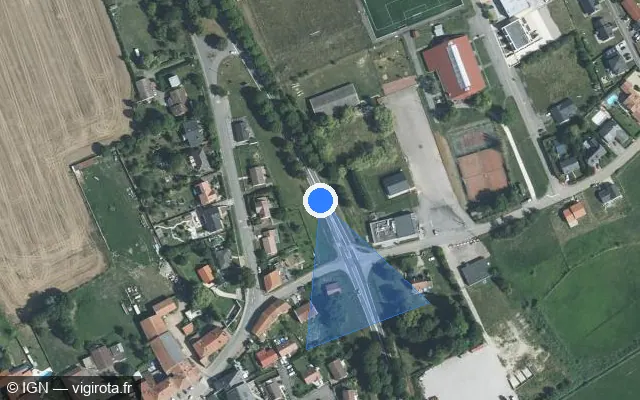 Vue satellite de l'emplacement du radar tourelle à Solgne