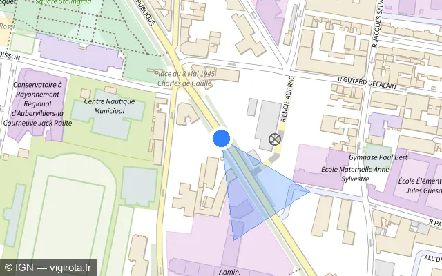 Vue plan de l'emplacement du radar tourelle à Aubervilliers