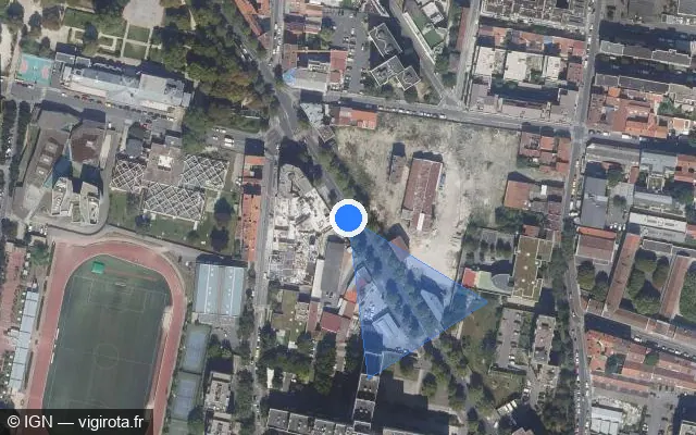Vue satellite de l'emplacement du radar tourelle à Aubervilliers