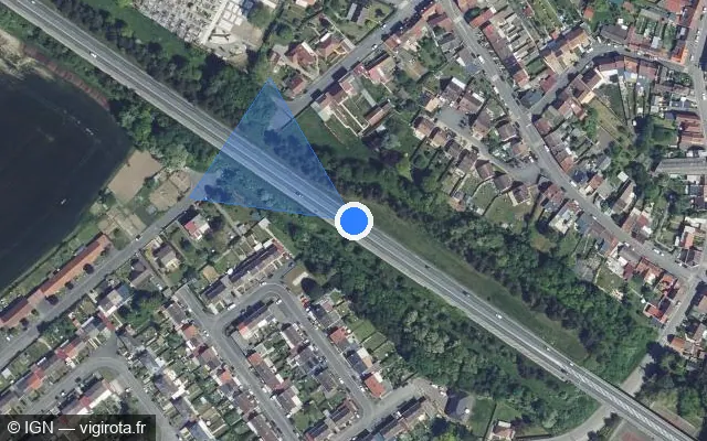 Vue satellite de l'emplacement du radar tourelle à Lambres-lez-Douai