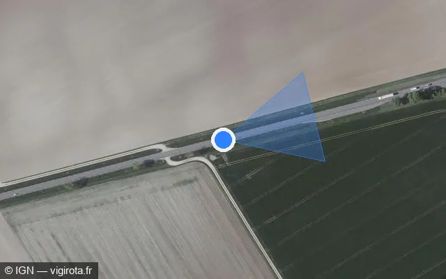 Vue satellite de l'emplacement du radar tourelle à Mesnil-Sellières