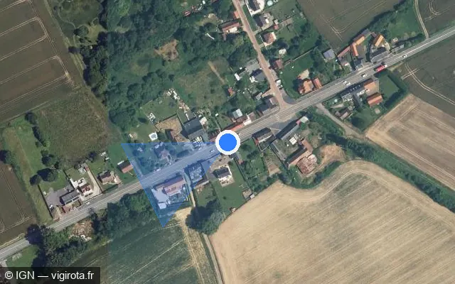 Vue satellite de l'emplacement du radar tourelle à Mondescourt