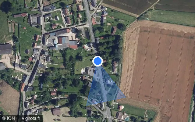 Vue satellite de l'emplacement du radar tourelle à Fontaine-Lavaganne