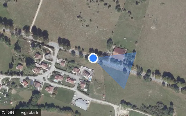 Vue satellite de l'emplacement du radar tourelle à Chapelle-d'Huin