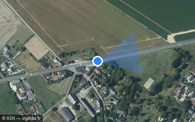 Vue satellite de l'emplacement du radar tourelle à Mouflaines