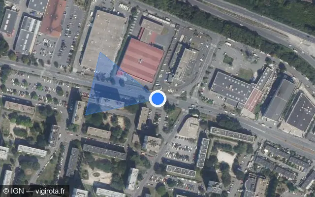 Vue satellite de l'emplacement du radar tourelle à Rosny-sous-Bois