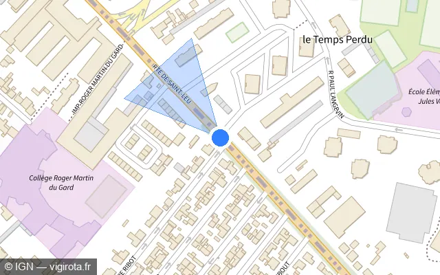 Vue plan de l'emplacement du radar tourelle à Villetaneuse