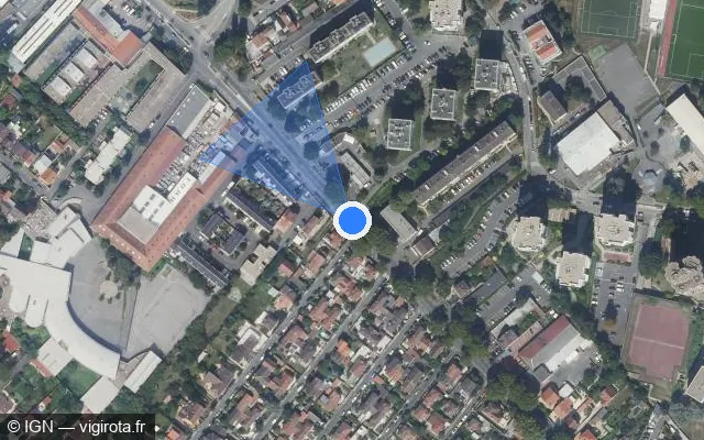 Vue satellite de l'emplacement du radar tourelle à Villetaneuse