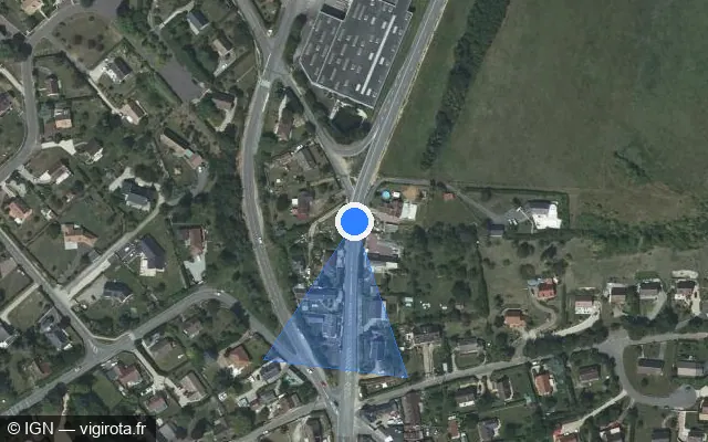Vue satellite de l'emplacement du radar tourelle à Normanville