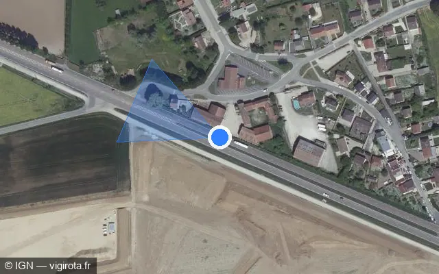 Vue satellite de l'emplacement du radar tourelle à Vauclerc