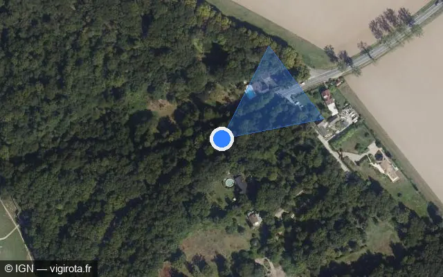 Vue satellite de l'emplacement du radar tourelle à Saint-Lambert