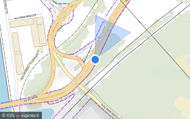 Vue plan de l'emplacement du radar tourelle à Strasbourg