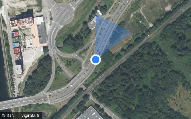 Vue satellite de l'emplacement du radar tourelle à Strasbourg