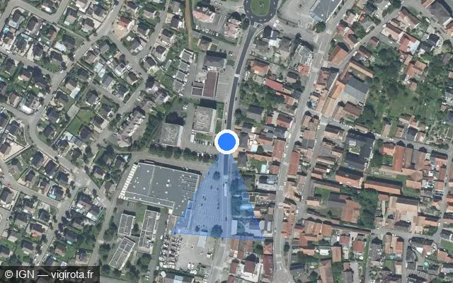 Vue satellite de l'emplacement du radar tourelle à Erstein