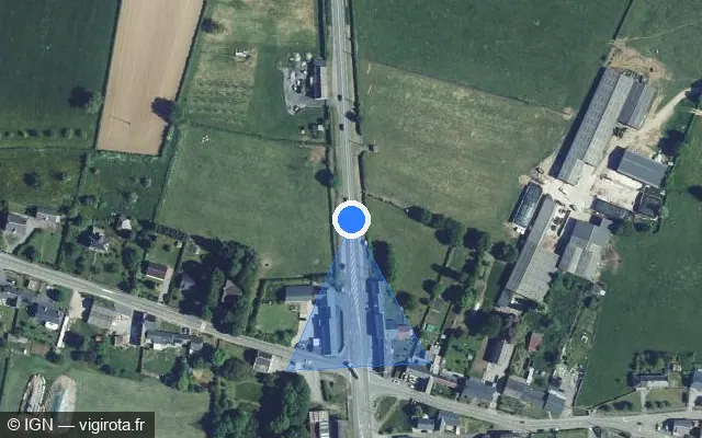 Vue satellite de l'emplacement du radar tourelle à Dourlers