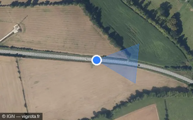 Vue satellite de l'emplacement du radar tourelle à Crédin