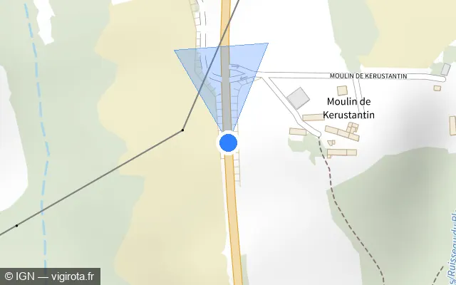 Vue plan de l'emplacement du radar tourelle à Caudan