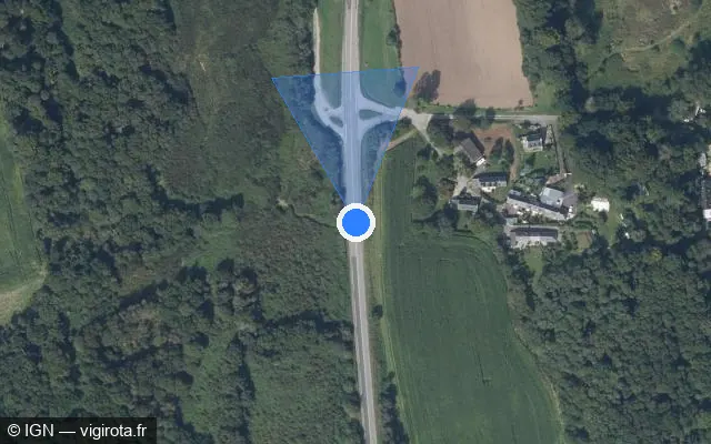 Vue satellite de l'emplacement du radar tourelle à Caudan