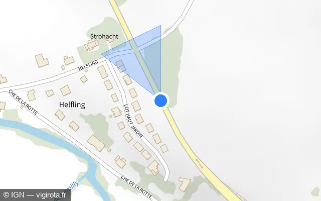 Vue plan de l'emplacement du radar tourelle à Guinglange