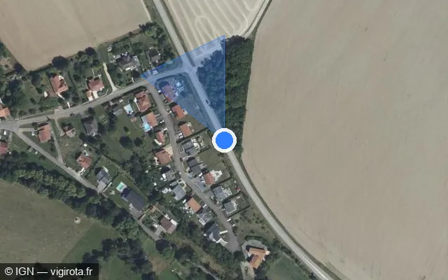 Vue satellite de l'emplacement du radar tourelle à Guinglange