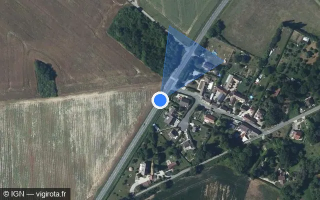 Vue satellite de l'emplacement du radar tourelle à Courcelles-lès-Gisors