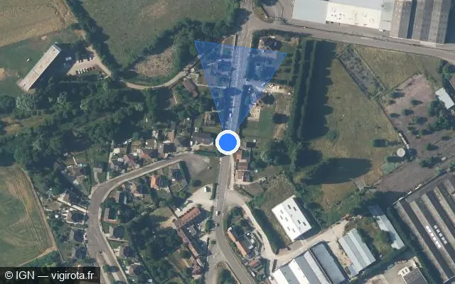 Vue satellite de l'emplacement du radar tourelle à Saint-Florentin