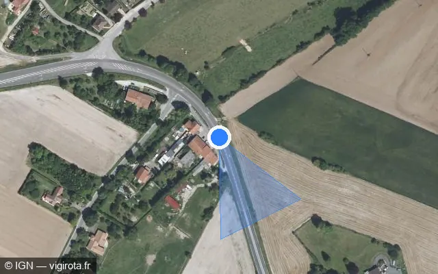 Vue satellite de l'emplacement du radar tourelle à Haudainville