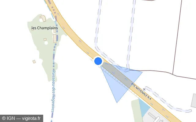 Vue plan de l'emplacement du radar tourelle à Noiseau