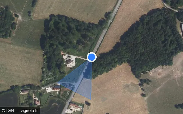 Vue satellite de l'emplacement du radar tourelle à Saint-Hilaire-le-Châtel