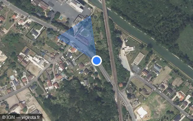 Vue satellite de l'emplacement du radar tourelle à Amilly