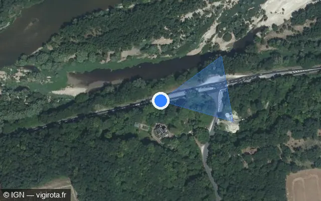 Vue satellite de l'emplacement du radar tourelle à Lussault-sur-Loire