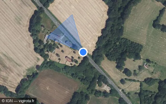 Vue satellite de l'emplacement du radar tourelle à Les Monts d'Andaine