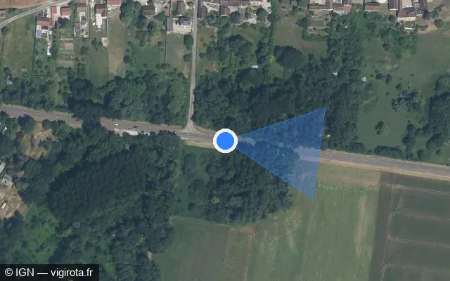 Vue satellite de l'emplacement du radar tourelle à Laroche-Saint-Cydroine
