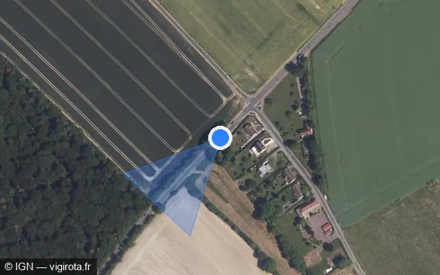 Vue satellite de l'emplacement du radar tourelle à La Chapelle-Viel