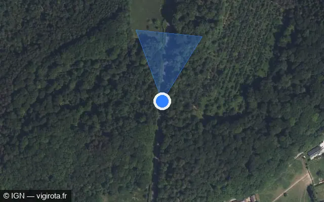 Vue satellite de l'emplacement du radar tourelle à Soligny-la-Trappe