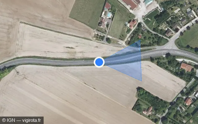 Vue satellite de l'emplacement du radar tourelle à Haudainville