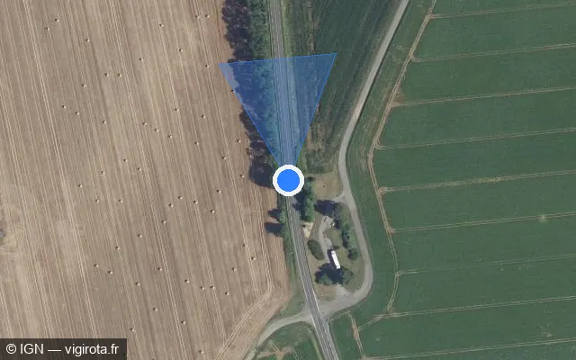 Vue satellite de l'emplacement du radar tourelle à Leuilly-sous-Coucy