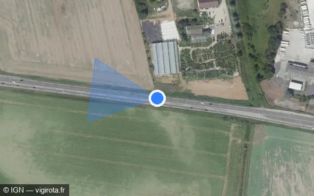 Vue satellite de l'emplacement du radar tourelle à Chauconin-Neufmontiers