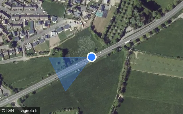 Vue satellite de l'emplacement du radar tourelle à Bréhal