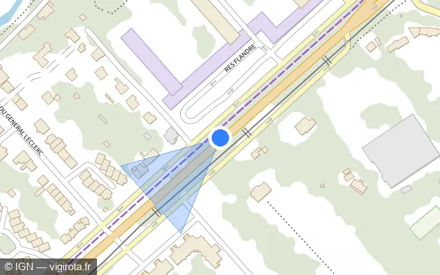 Vue plan de l'emplacement du radar tourelle à Croix