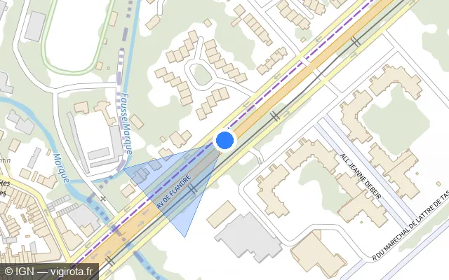 Vue plan de l'emplacement du radar tourelle à Croix