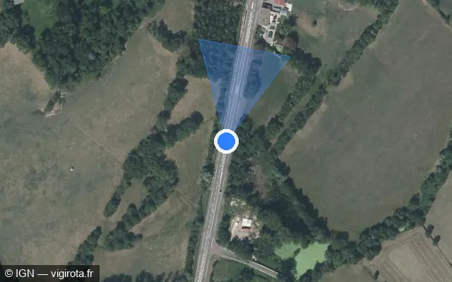 Vue satellite de l'emplacement du radar tourelle à Beaumont-sur-Grosne