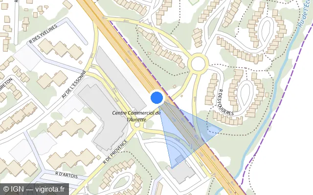Vue plan de l'emplacement du radar tourelle à Ris-Orangis