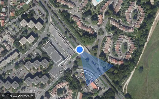 Vue satellite de l'emplacement du radar tourelle à Ris-Orangis