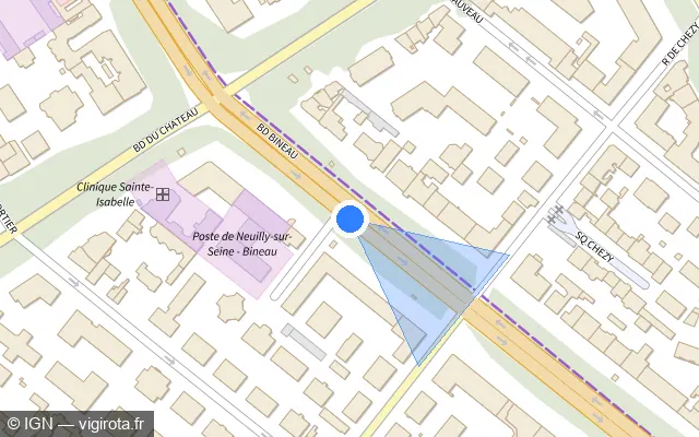 Vue plan de l'emplacement du radar tourelle à Neuilly-sur-Seine