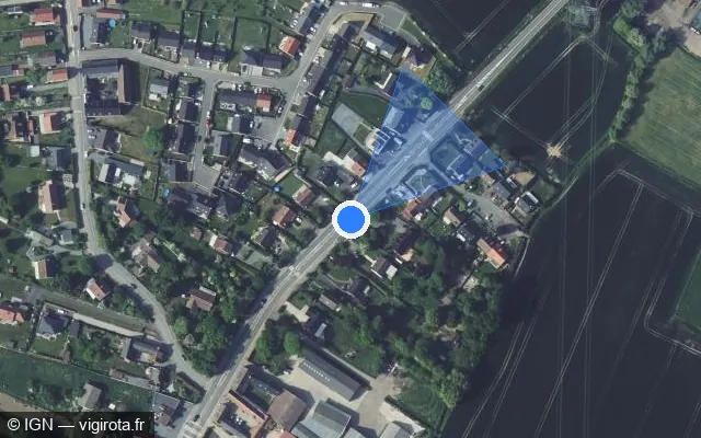 Vue satellite de l'emplacement du radar tourelle à Coutiches