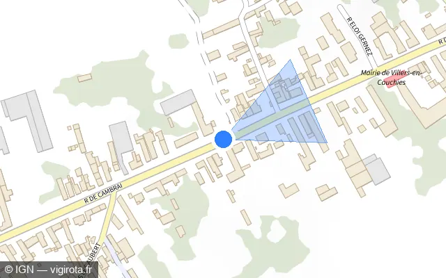 Vue plan de l'emplacement du radar tourelle à Villers-en-Cauchies