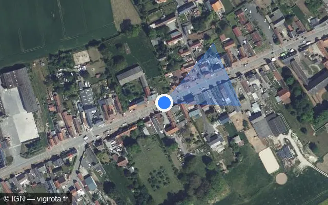 Vue satellite de l'emplacement du radar tourelle à Villers-en-Cauchies