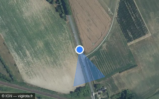 Vue satellite de l'emplacement du radar tourelle à Neuillé-Pont-Pierre